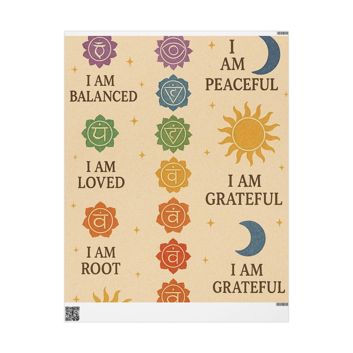 Chakra Affirmations Wrapping Paper | Spiritual Gift Wrap