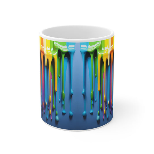 Colorful Heavy Paint Ceramic Mugs - Artistic Drip Design Drinkware (11oz/15oz/20oz)