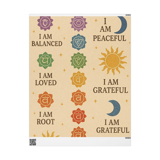 Chakra Affirmations Wrapping Paper | Spiritual Gift Wrap